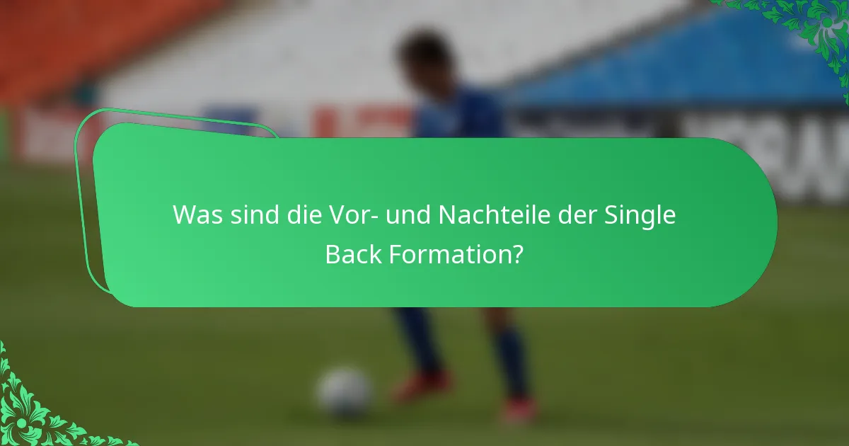 Was sind die Vor- und Nachteile der Single Back Formation?
